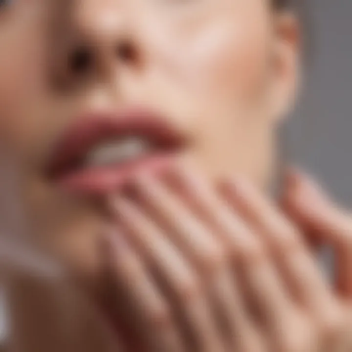 Close-up of beautifully manicured almond stiletto nails