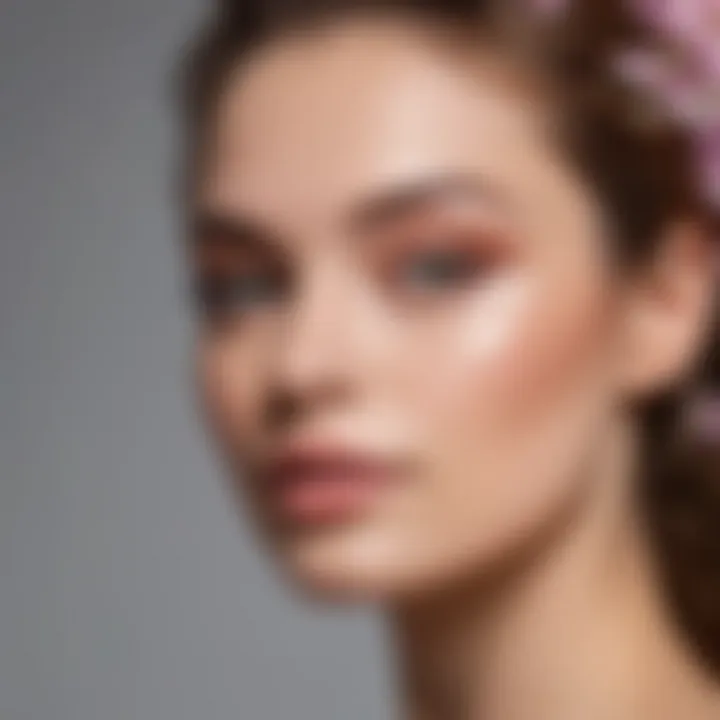 Close-up of a model with refreshing spring makeup highlighting natural beauty