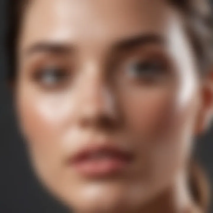 Close-up of radiant skin reflecting light