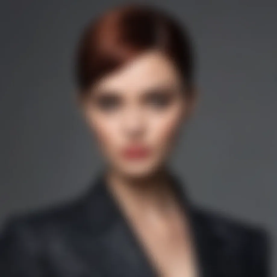 A sophisticated outfit featuring a bop cut that embodies modern elegance.
