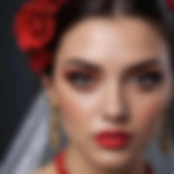 Dramatic bridal makeup showcasing bold colors and styles