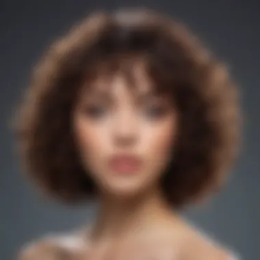 Model showcasing various styles of curly bangs