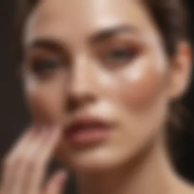 A close-up of a luxurious clay mask being applied to the face.