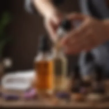 Essential oils and massage tools laid out