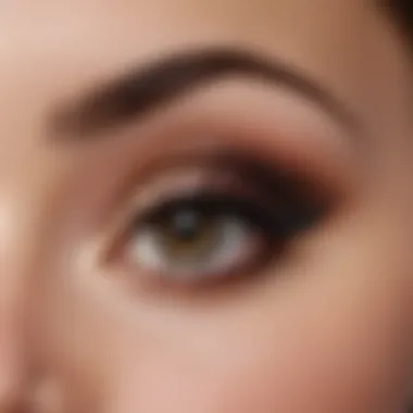 Close-up of a beautifully blended eyeshadow with finely applied eyeliner.