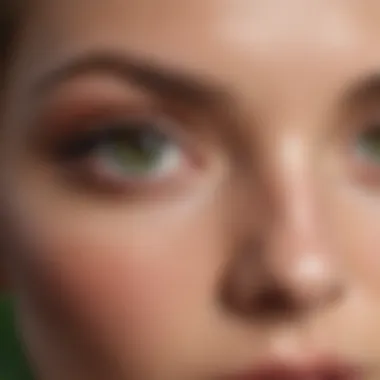 Close-up of mesmerizing green eyes reflecting nature's beauty