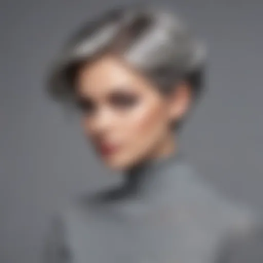 Elegant hairstyle showcasing gray color