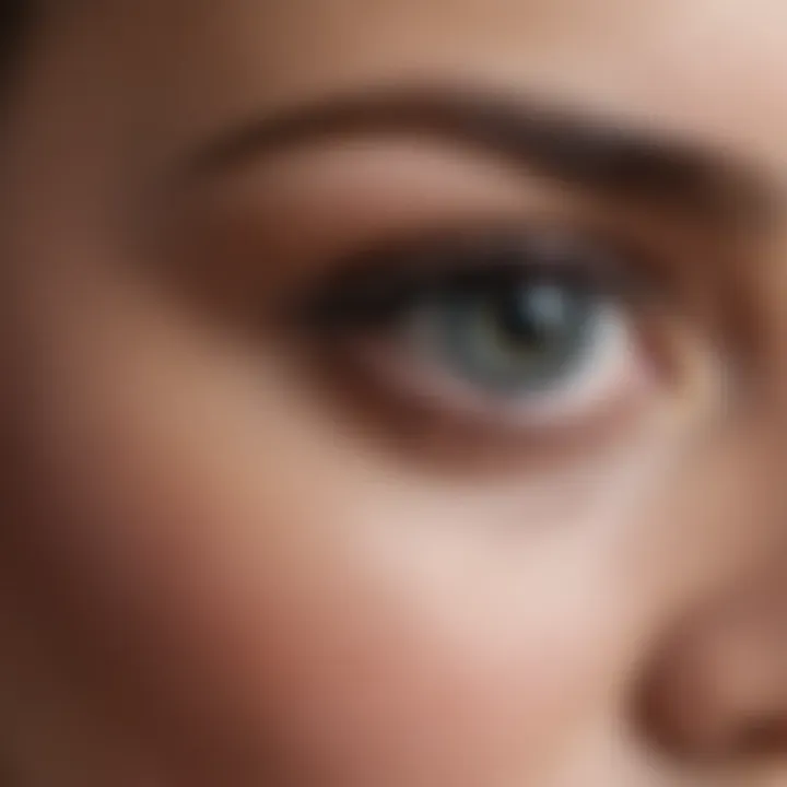 A close-up view of captivating gray eyes reflecting light