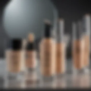 Different concealer products displayed on a vanity