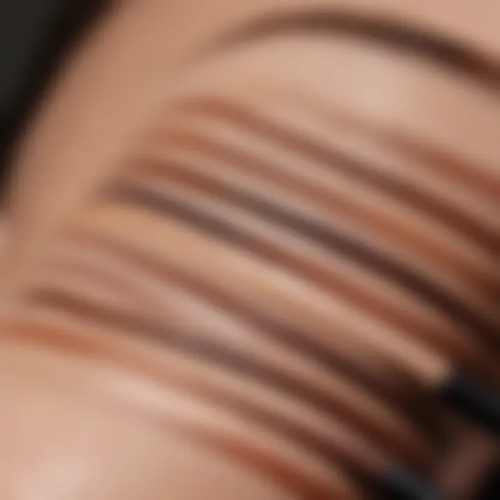 Close-up view of eyebrow pencil swatches