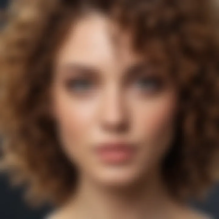 Close-up of curly hair showcasing layers in a V-cut