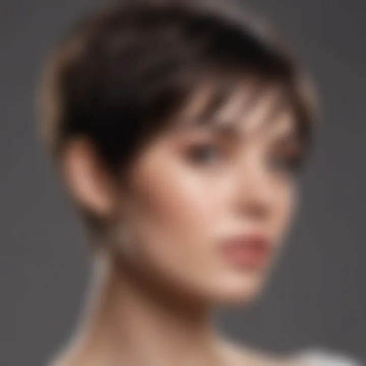 Close-up of layered short haircut showcasing texture and dimension