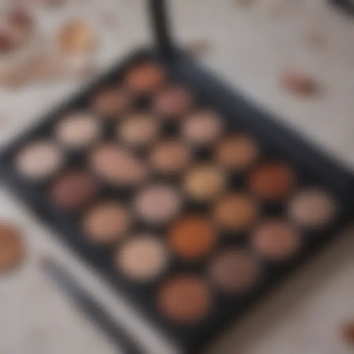 A well-organized makeup palette featuring shades for eyebrow enhancement.