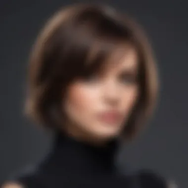 Stylish mid-length haircut showcased on a model