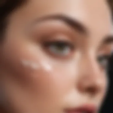 Demonstrating the application technique of eye cream