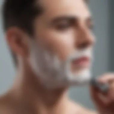 Shaving in progress with a razor