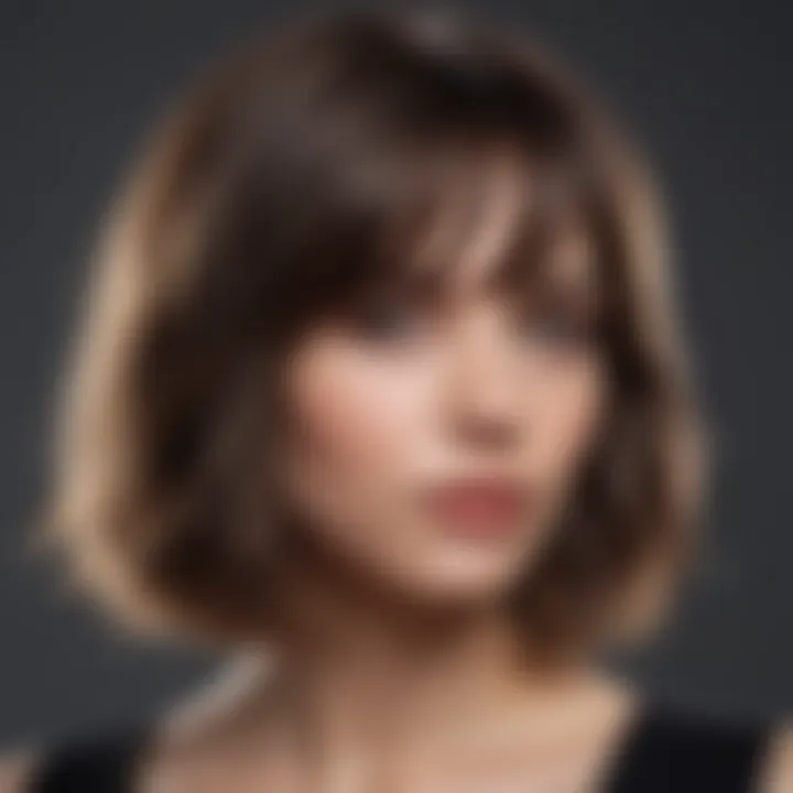 Textured lob hairstyle with layered ends