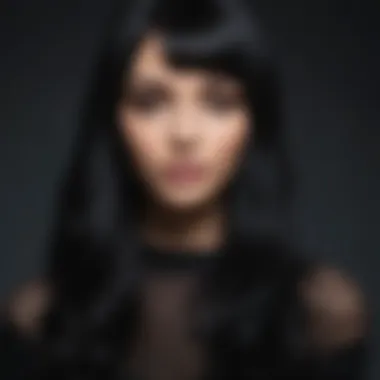 Exploration of Various Shades of Black Hair Dye A rich black hair color swatch showcasing different tones.