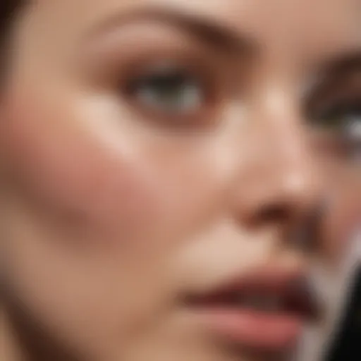 Close-up of sudden facial acne on a clear background