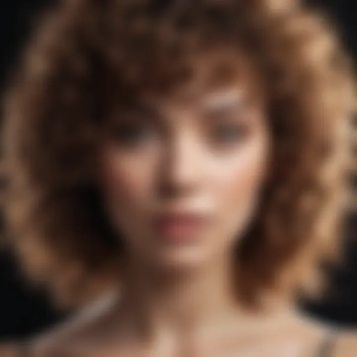 Close-up of textured curls with fringe